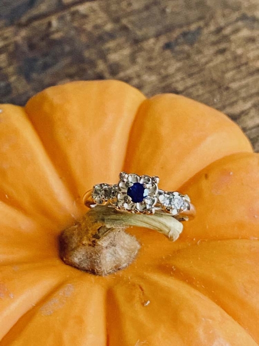 White Gold Blue Sapphire Diamond Ring